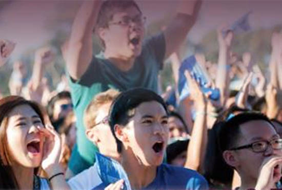 UC San Diego students cheering