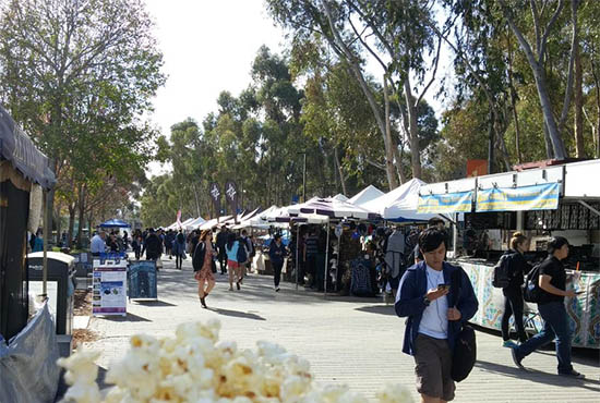 UC San Diego's vendor fair tents along Library Walk - with kettlecorn in the foreground ;-p