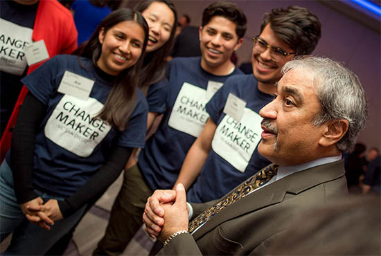 UC San Diego Chancellor Pradeep Khosla with student changemakers