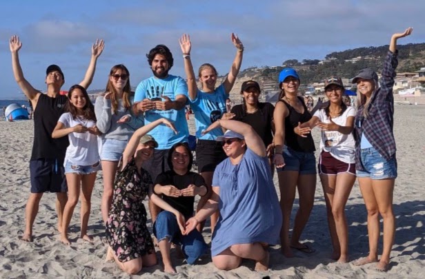 group at beach