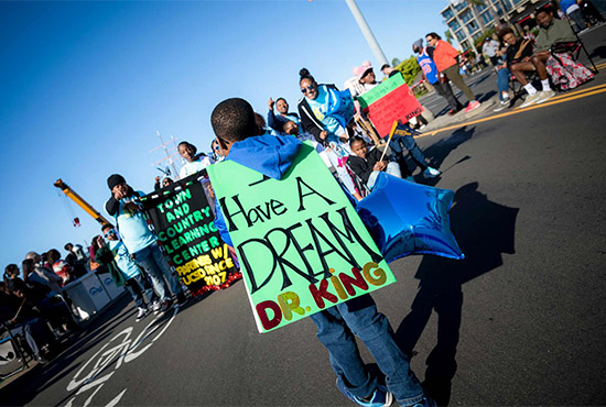 Martin Luther King Jr Parade marchers from UC San Diego